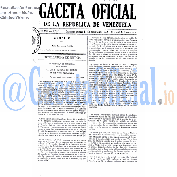 Gaceta Oficial 3266 del 11 Octubre 1983