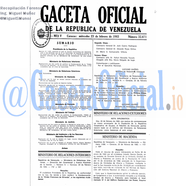 Gaceta Oficial 32671 del 23 Febrero 1983
