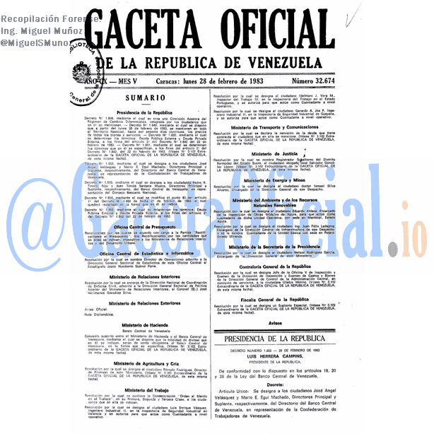 Gaceta Oficial 32674 del 28 Febrero 1983