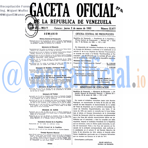 Gaceta Oficial 32677 del 3 Marzo 1983