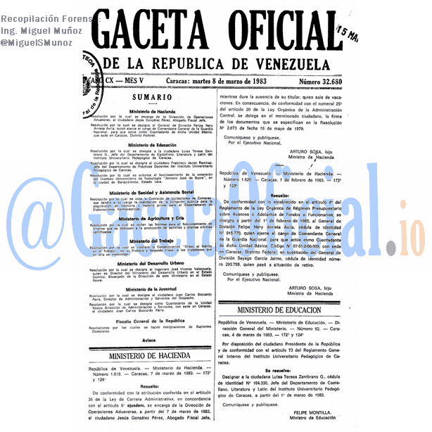 Gaceta Oficial 32680 del 8 Marzo 1983