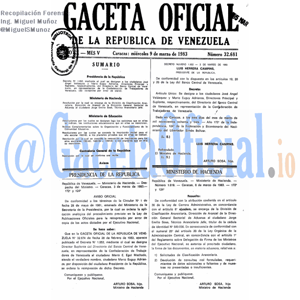 Gaceta Oficial 32681 del 9 Marzo 1983