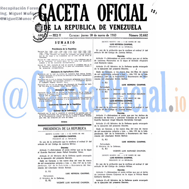 Gaceta Oficial 32682 del 10 Marzo 1983
