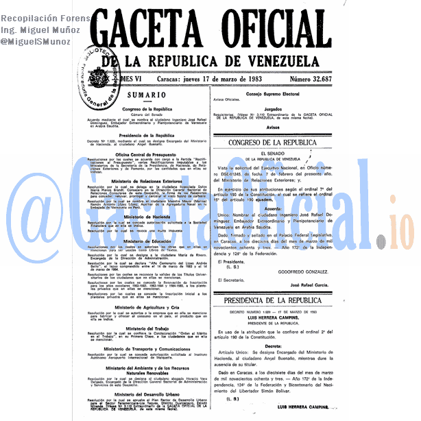 Gaceta Oficial 32687 del 17 Marzo 1983