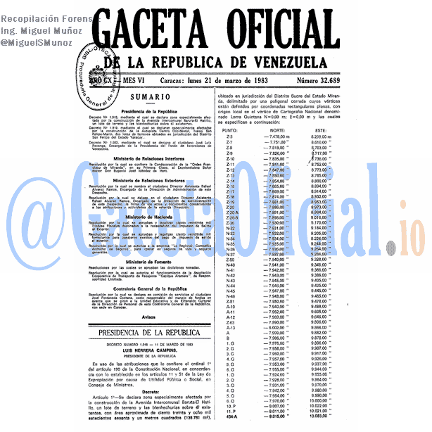 Gaceta Oficial 32689 del 21 Marzo 1983
