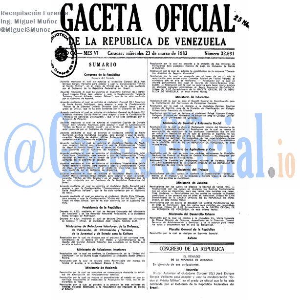 Gaceta Oficial 32691 del 23 Marzo 1983