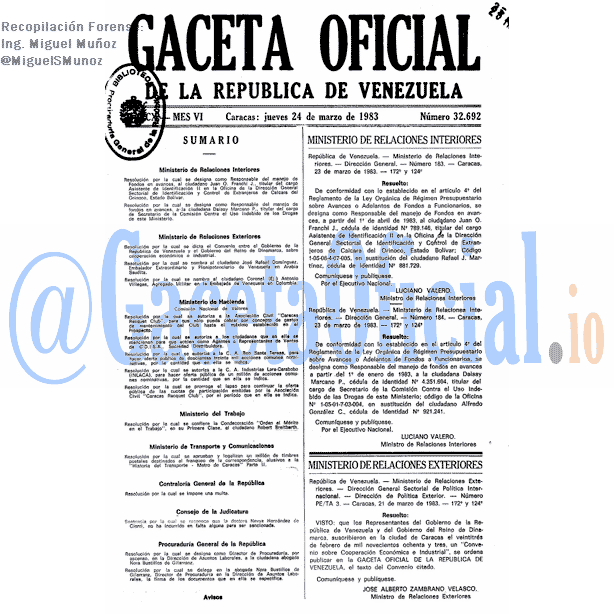 Gaceta Oficial 32692 del 24 Marzo 1983