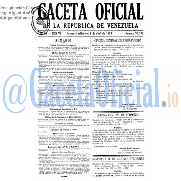 Gaceta Oficial 32699 del 6 Abril 1983