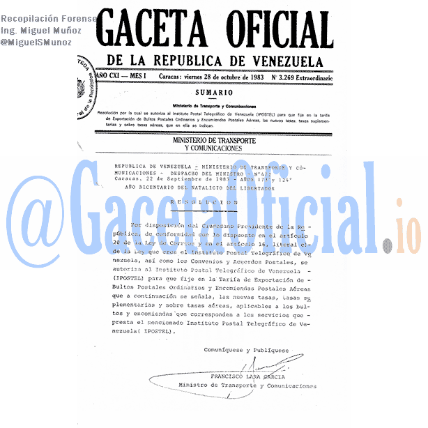 Gaceta Oficial 3269 del 28 Octubre 1983