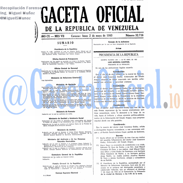 Gaceta Oficial 32716 del 2 Mayo 1983