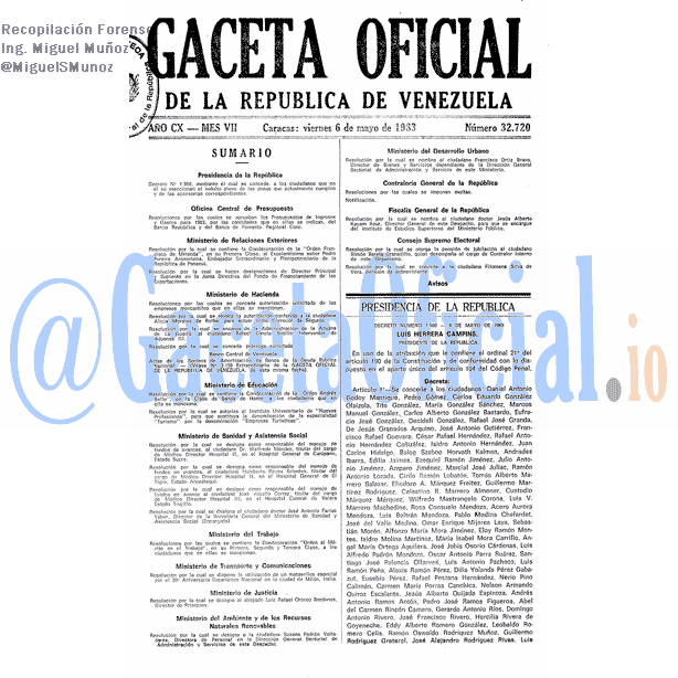 Gaceta Oficial 32720 del 6 Mayo 1983
