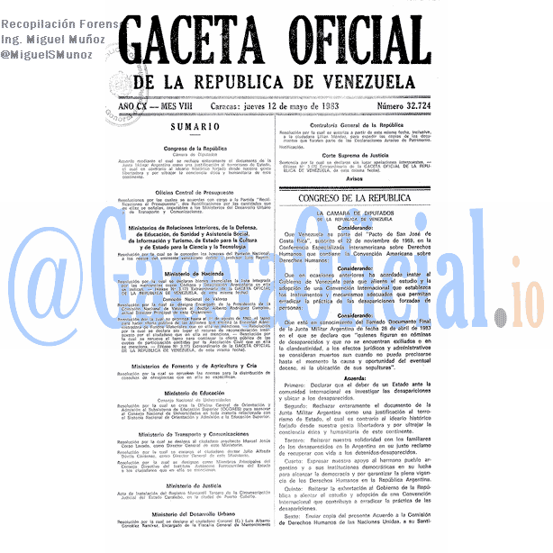 Gaceta Oficial 32724 del 12 Mayo 1983