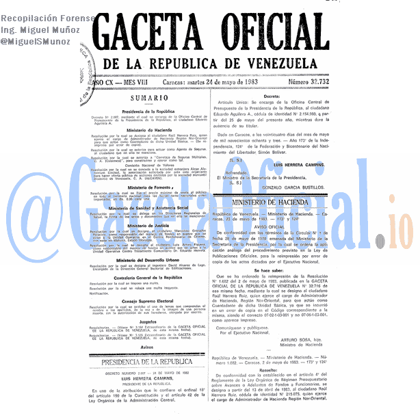 Gaceta Oficial 32732 del 24 Mayo 1983