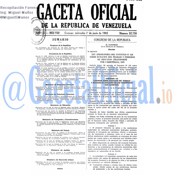 Gaceta Oficial 32738 del 1 Junio 1983