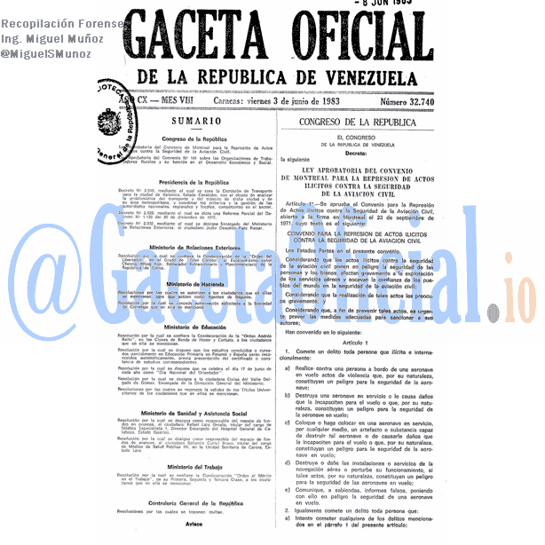 Gaceta Oficial 32740 del 3 Junio 1983