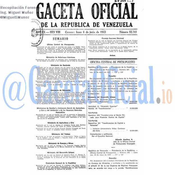 Gaceta Oficial 32741 del 6 Junio 1983