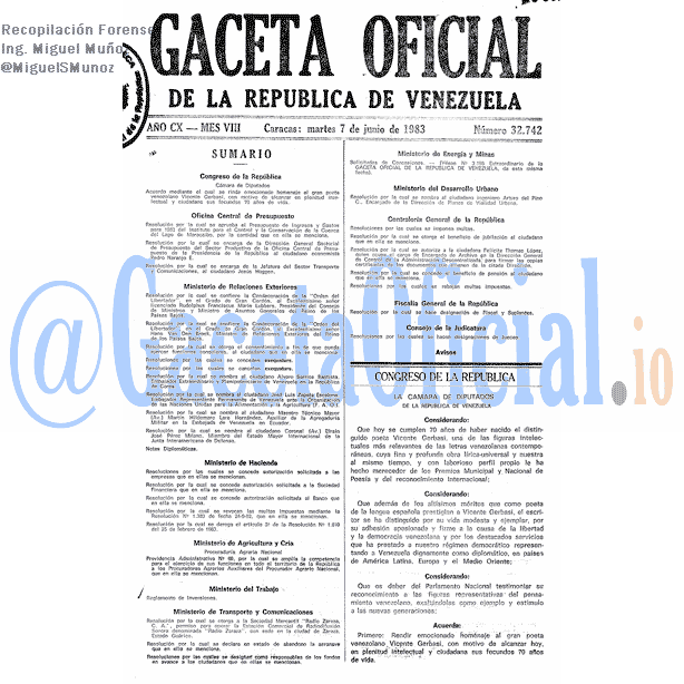 Gaceta Oficial 32742 del 7 Junio 1983