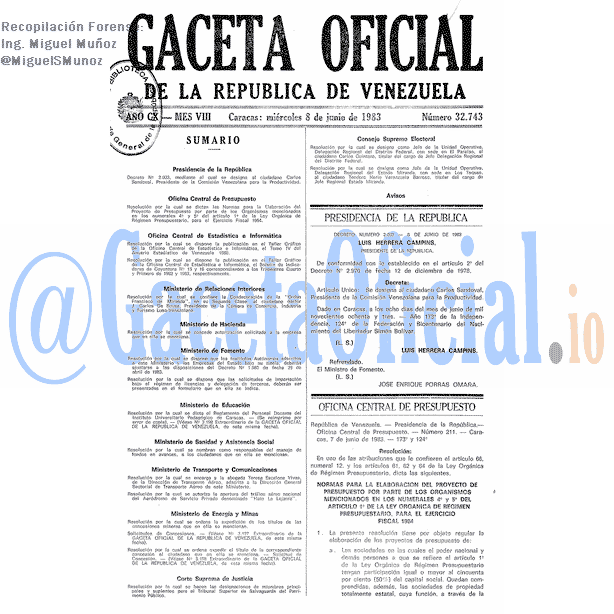 Gaceta Oficial 32743 del 7 Junio 1983