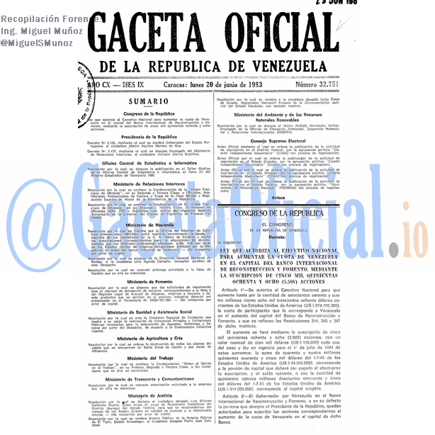 Gaceta Oficial 32751 del 20 Junio 1983