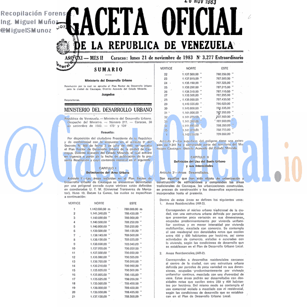 Gaceta Oficial 3277 del 21 Noviembre 1983