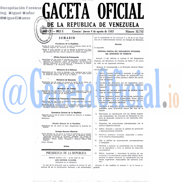 Gaceta Oficial 32782 del 4 Agosto 1983