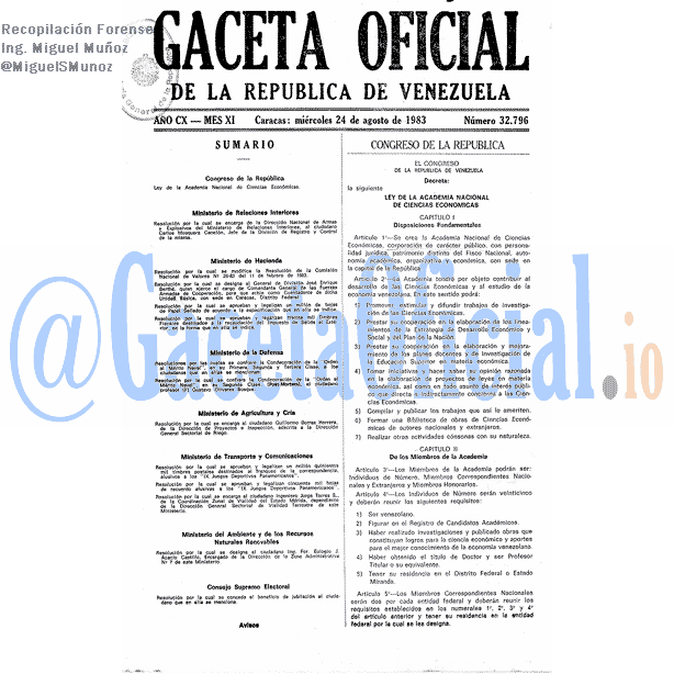 Gaceta Oficial 32796 del 24 Agosto 1983