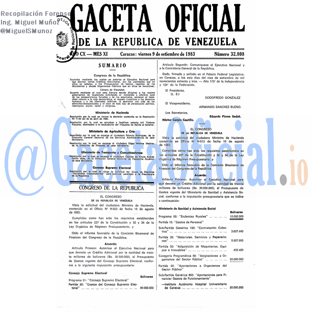 Gaceta Oficial 32808 del 9 Septiembre 1983