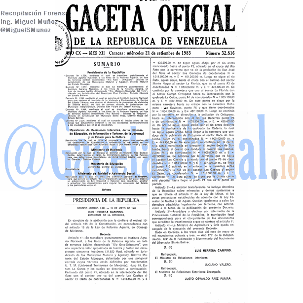 Gaceta Oficial 32816 del 21 Septiembre 1983