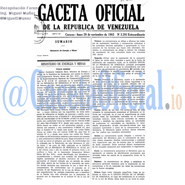 Gaceta Oficial 3281 del 28 Noviembre 1983