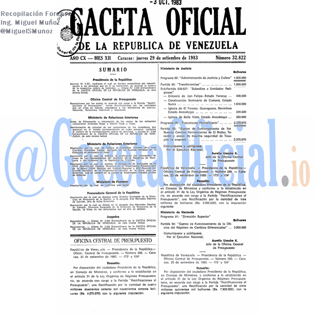 Gaceta Oficial 32822 del 29 Septiembre 1983
