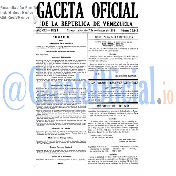 Gaceta Oficial 32844 del 2 Noviembre 1983
