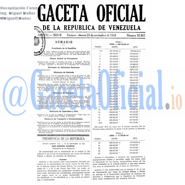 Gaceta Oficial 32861 del 25 Noviembre 1983