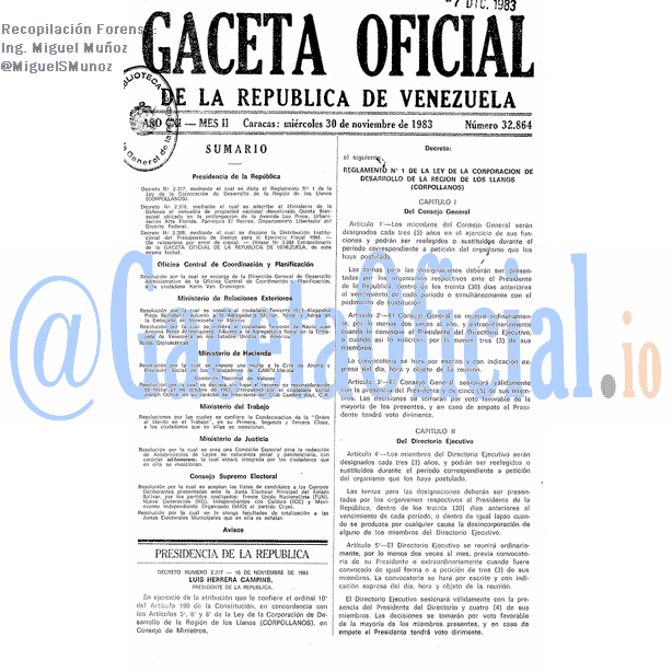 Gaceta Oficial 32864 del 30 Noviembre 1983