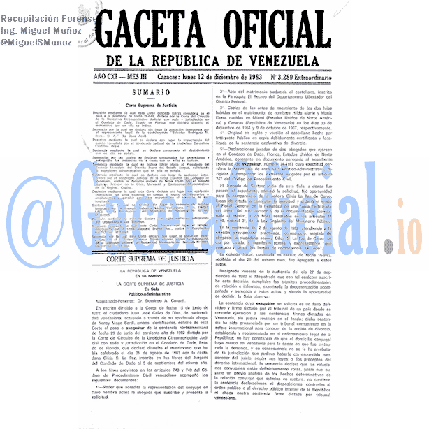 Gaceta Oficial 3289 del 12 Diciembre 1983