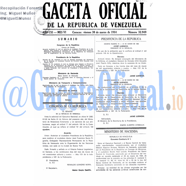 Gaceta Oficial 32949 del 30 Marzo 1984
