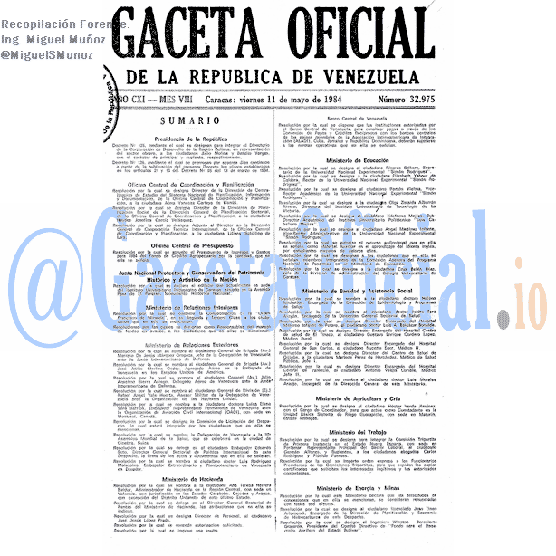 Gaceta Oficial 32975 del 11 Mayo 1984