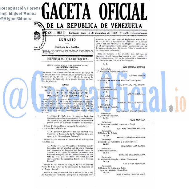 Gaceta Oficial 3297 del 19 Diciembre 1983