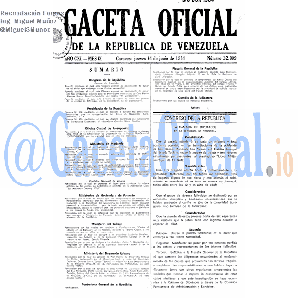 Gaceta Oficial 32999 del 14 Junio 1984
