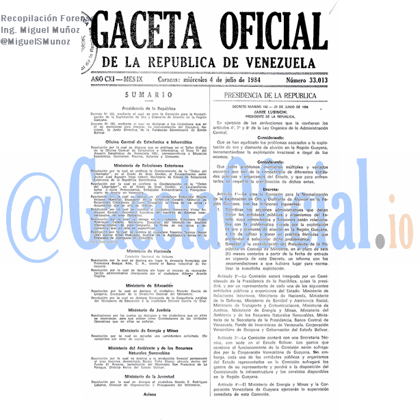 Gaceta Oficial 33013 del 4 Julio 1984
