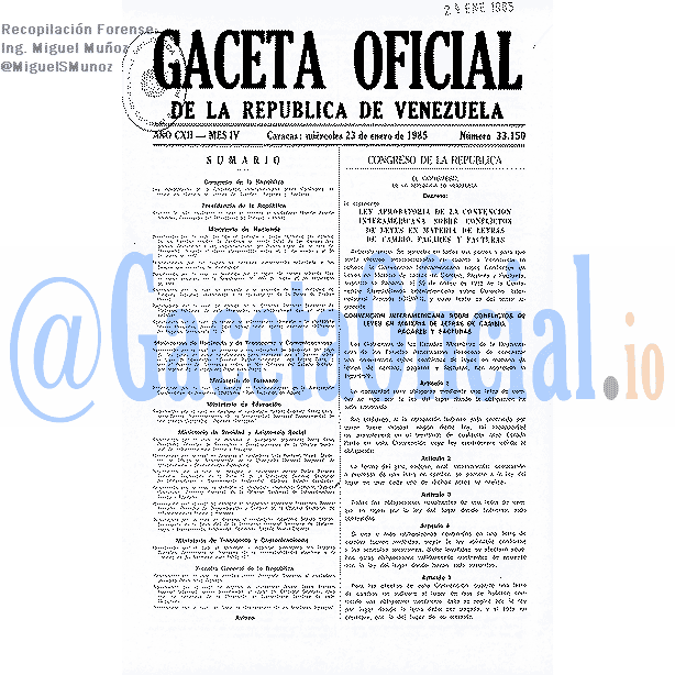 Gaceta Oficial 33150 del 23 Enero 1985