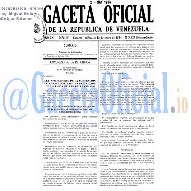 Gaceta Oficial 3327 del 18 Enero 1984
