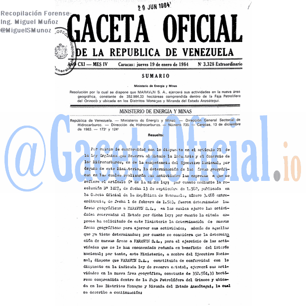 Gaceta Oficial 3328 del 19 Enero 1984