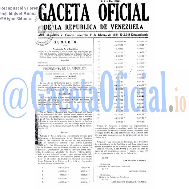 Gaceta Oficial 3348 del 1 Febrero 1984