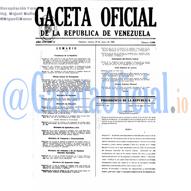 Gaceta Oficial 33896 del 29 Enero 1988