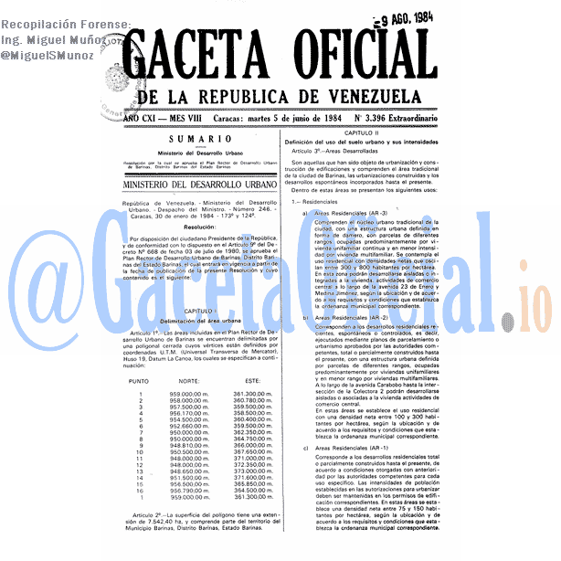 Gaceta Oficial 3396 del 5 Junio 1984