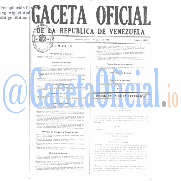 Gaceta Oficial 34022 del 4 Agosto 1988