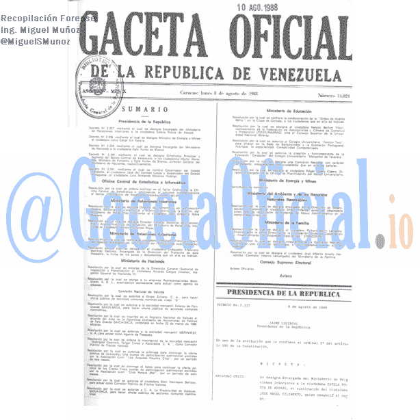 Gaceta Oficial 34024 del 8 Agosto 1988