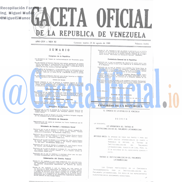 Gaceta Oficial 34035 del 23 Agosto 1988