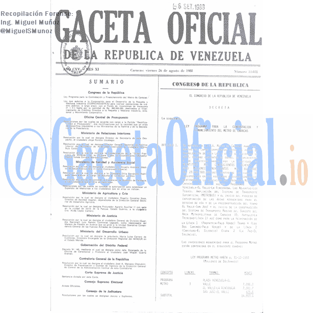 Gaceta Oficial 34038 del 26 Agosto 1988