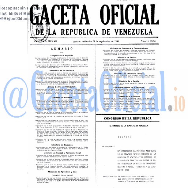 Gaceta Oficial 34056 del 21 Septiembre 1988